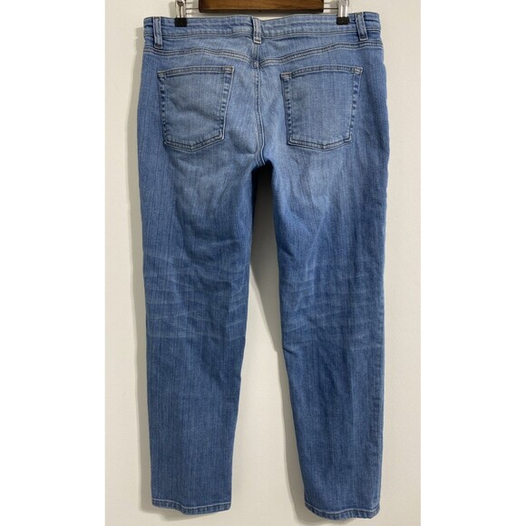EILEEN FISHER Jeans 10 Blue Boyfriend Organic Cotton Relaxed Stretch Sustainable - Picture 2 of 4